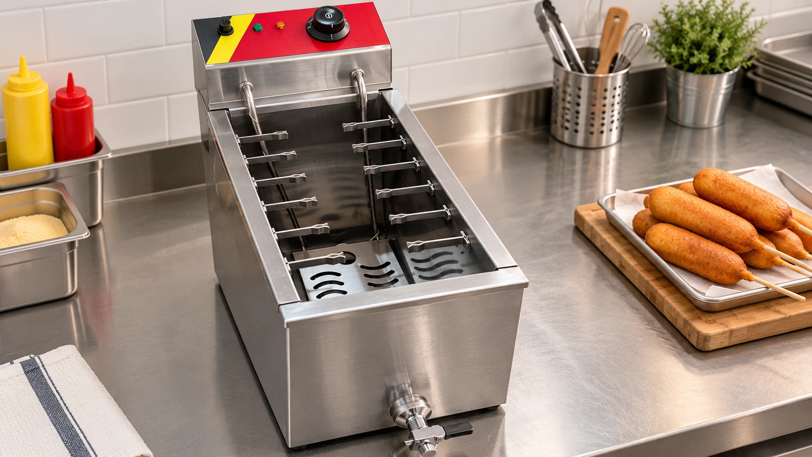 How many corn dogs can a 25-liter corn dog fryer actually produce? First understand that oil tank volume does not equal production capacity.
